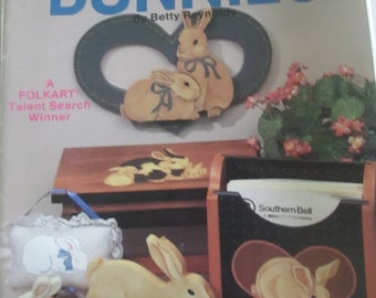 1989 Decorative Folk Art painting " Homespun Bunnies" by Bette Reynolds used book 24 pages