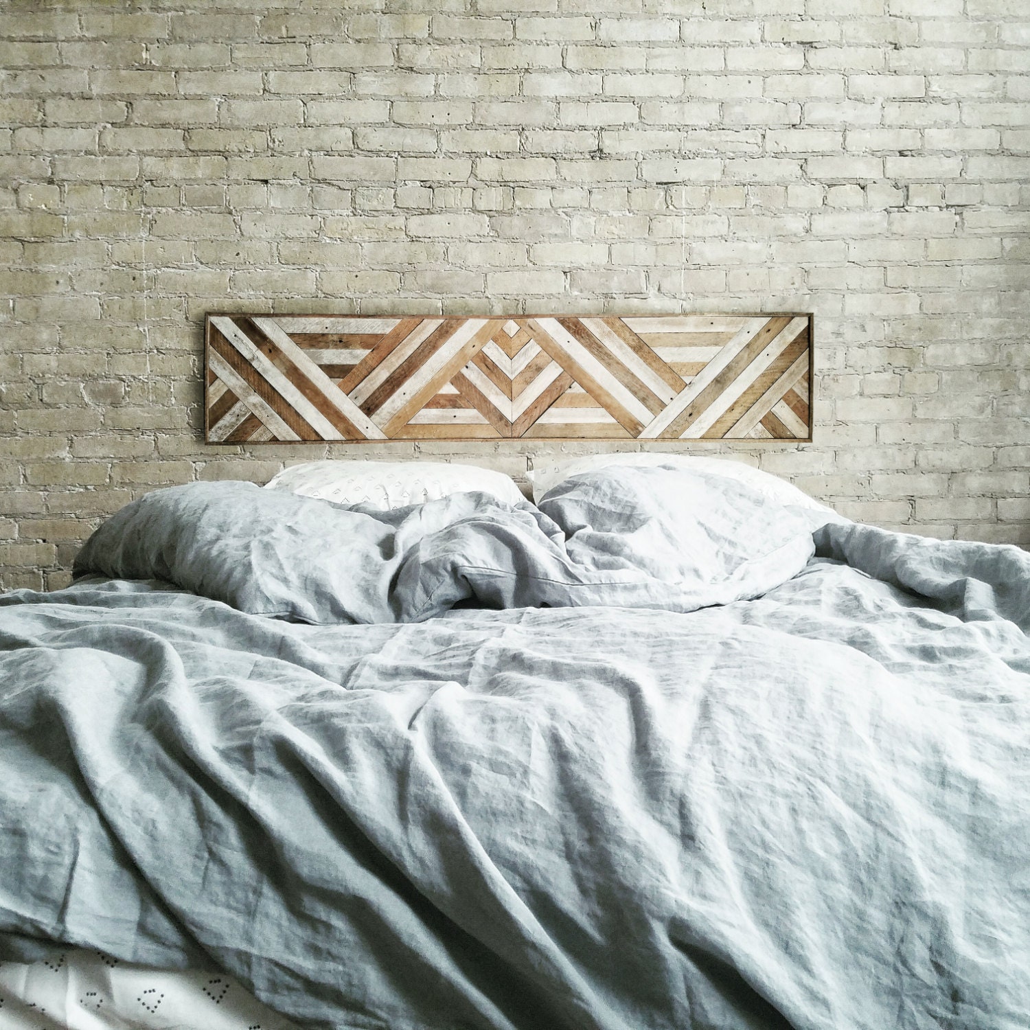 Reclaimed Wood Wall Art Queen Headboard Wood Wall Decor Geometric