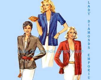 McCalls 6943 Womens Blazer Short or Long Sleeve Jacket size 18 Bust 40 Vintage 80s Plus Size Sewing Pattern Uncut FF