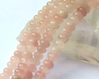 Rose Quartz Beads - 8mm Rondelles - 8 Inch Strand - 37 Beads