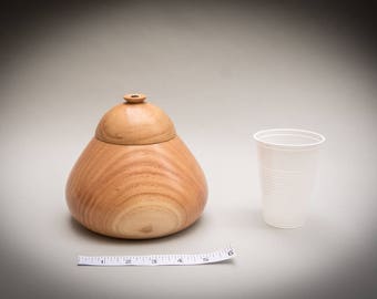 Unique Turned Lidded Wooden Bowl Container Box yellow birch
