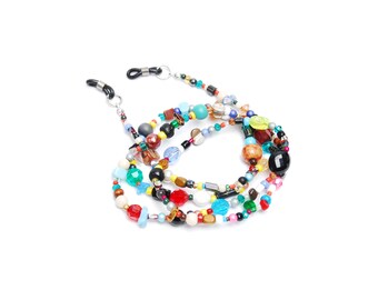 RandomJane glasses chain, colorful beaded hippie boho random style, eco friendly summer accessory, eye glasses, sun glasses, made in Vienna