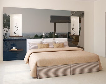 Pool wall sticker, photo wallpaper, self adhesive, wall covering, temporary wallpaper