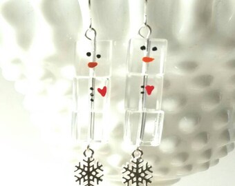 Snowman Ice Cube Earrings