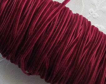 4 Yards Tiny Velvet Ribbon Trim Deep Burgundy 1/8 Inch Wide