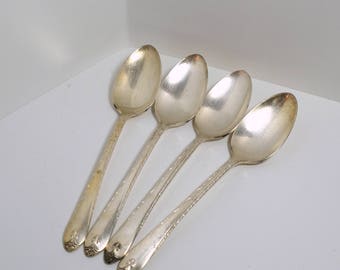 Set of Four (4) WM Rogers & Son Teaspoons - Silverplate Dinnerware - 1940 Art Deco Exquisite