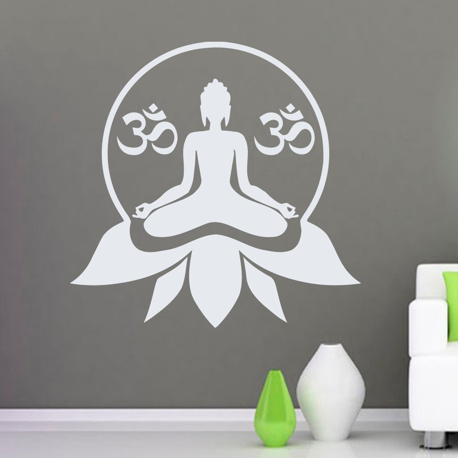 Wall Decals Lotus Flower With Om Sign Meditation Yoga Decal