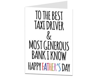 Funny Bank Taxi Happy Father's Day Card. Fathers Day Card Joke Lending Cash Free Lifts