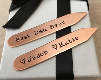 Personalized Men's Gift, Best Dad Ever Collar Stiffeners, Best Dad Collar Stays, Father's Day Gift From Children, Best Daddy Gift,