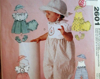 McCall's 2601 - Infant's Dress, Rompers, Hat, Shoes and Panties, Size S - XL