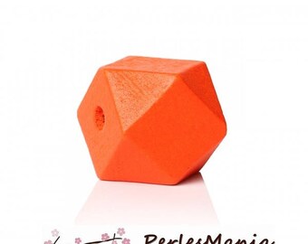 ORANGE 20 mm S1144152 polygons wooden beads