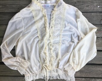 90's romantic polyester blouse large