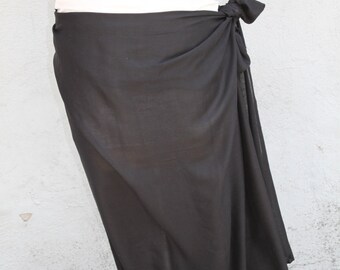 Black color-Pareo-solid color-full and half sized-rayon- sarong, pareau-fringeless or fringed , Tahitian dance costume