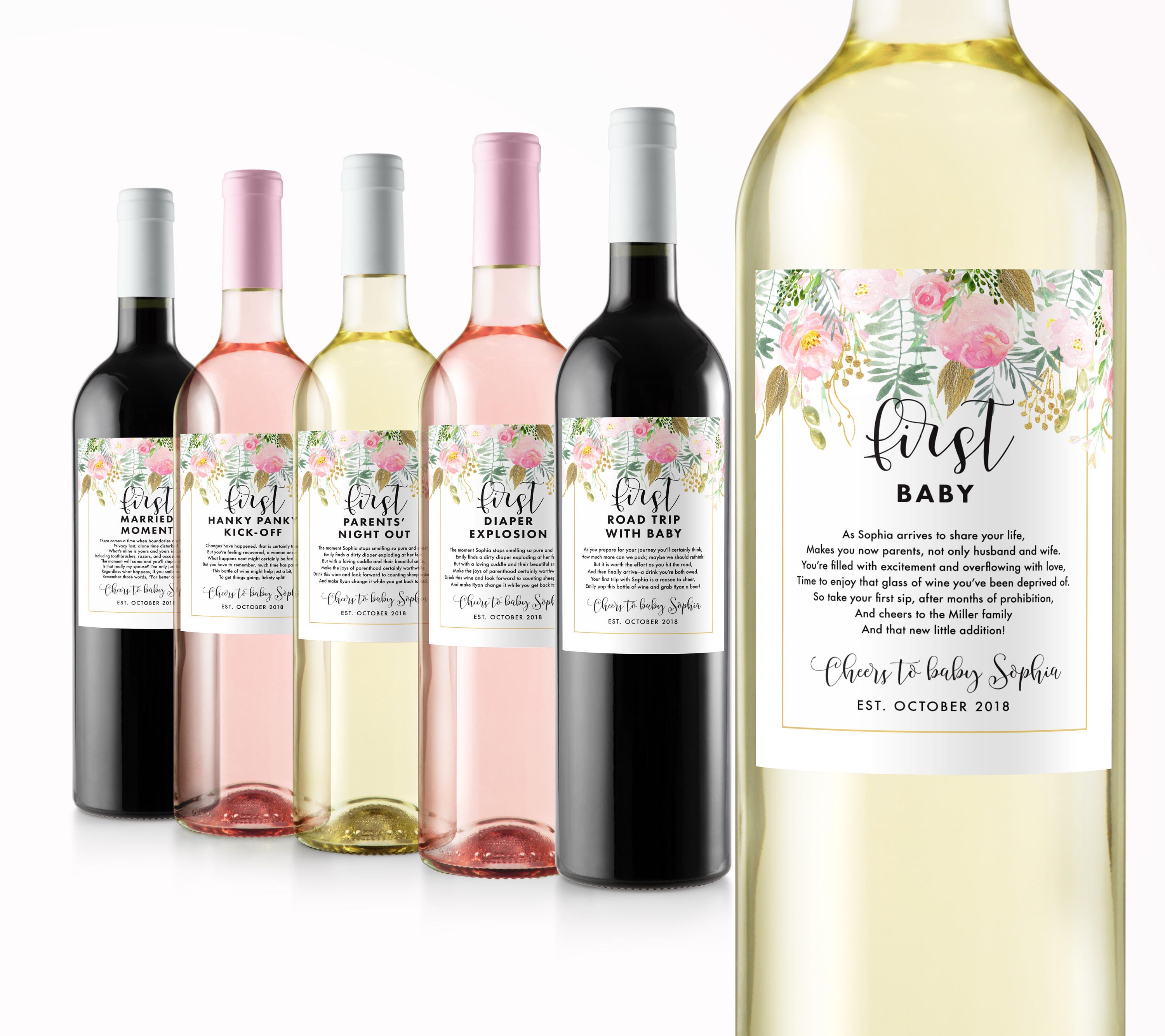 Personalized Wine Labels for Baby Shower Gift Unique New