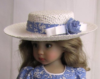 Ivory Straw Doll Hat Bolero Sailor Boater Decorate Your Own Fits 13" Little Darling 12" Kish 8" Head