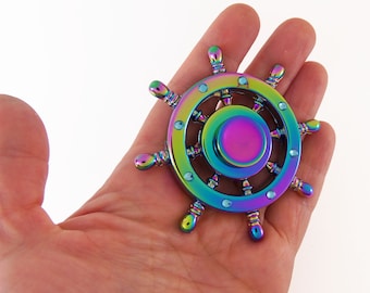 DISCOUNT! Ship wheel fidget spinner, metal fidget spinner, rainbow fidget spinner, nautical fidget spinners, steering wheel finger spin toy