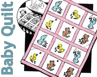 Baby Quilt Pattern PDF DIGITAL DOWNLOAD Baby Animals Quilt Bear Quilt Bunny Quilt Duck Quilt Baby Blanket Pattern Nursery Quilt Baby Shower