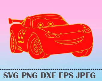 SVG Lightning McQueen CARS3 Vector Layered Cut File Silhouette Cameo Cricut Design Template Stencil Vinyl Decal Tshirt Heat Transfer Iron on