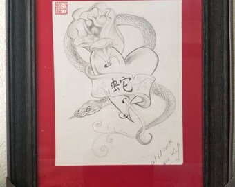 Sneak with heart drawing