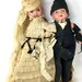 Vintage crepe paper Bride and Groom celluloid doll Bridal party wedding couple deco era 1920s