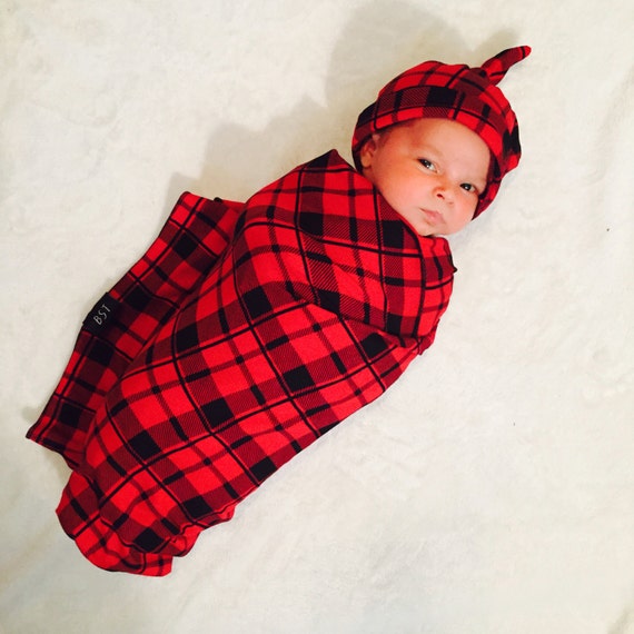 Buffalo Plaid Baby Blanket // black and red // Christmas Baby
