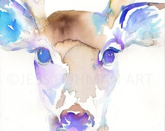 Buck Watercolor Painting Print, Deer Painting, Print of Deer, Nursery Art, Watercolor Art, Watercolor Print, Deer Print, Antlers Painting