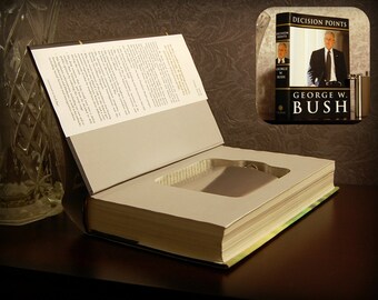 Hollow Book Safe & Flask - George W. Bush Decision Points - Secret Book Safe