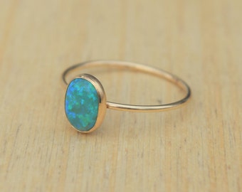 Green Opal Ring, Gold Opal Ring, Delicate Gold Ring, Stacking Ring, Stacking Opal Ring, Gold Filled Ring