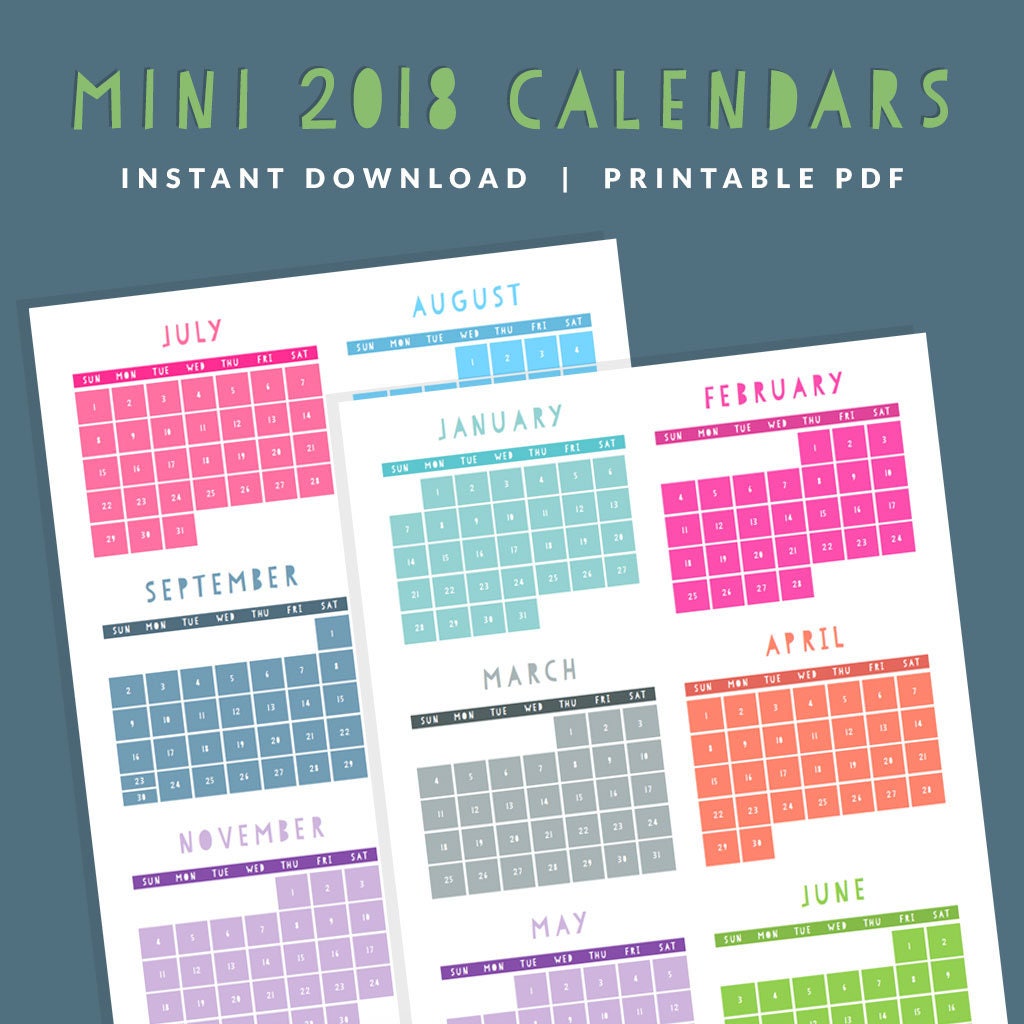 Mini Monthly Calendar Printable Mini Calendars 2018 Mini