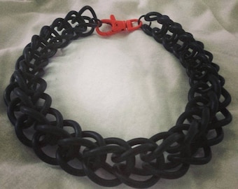 Recycled black rubber O-Rings necklace
