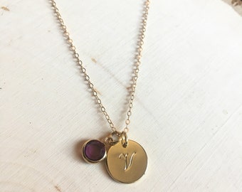 Initial Birthstone Necklace
