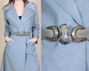 Vintage Suede Belt With Silver Metal Buckle by JR Ltd - 32"