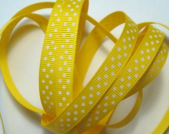3/8" Grosgrain Ribbon Swiss Dots - Daffodil - 5 Yards