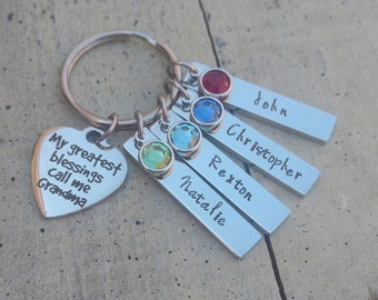 Custom Grandma Key chain / hand stamped jewelry / Grandma Keychain / personalized Grandma Keychain / Grandma 1 2 3 4 5 6 name Keychain