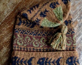 Handknit Fair Isle Fisherman Kep - hat - 100% wool