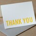 Assorted Letterpress Thank You Cards : Modern Block Thank You Notes - box of 5 small folded cards w mixed colored inks and envelopes
