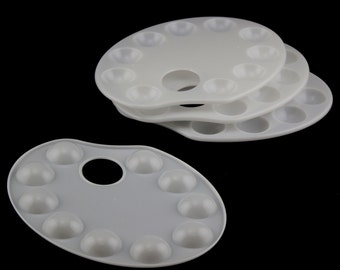 10 Well White Plastic Artist Paint Tray Pallette Mixing Reusable Fun Art Party Supplies Crafts Watercolor Oval Bulk