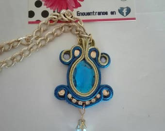 Soutache Pendant Blue/Gold