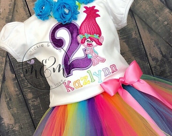 Troll Birthday Outfit | Trolls Birthday Outfit | Girl Birthday Shirt | Trolls Birthday Shirt | Rainbow Birthday | Smash Cake Birthday Outfit