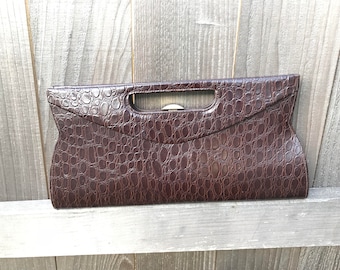 Mid Century REPTILE Handbag, 1940's Clutch Purse, Art Deco