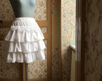 white linen three tiered skirt