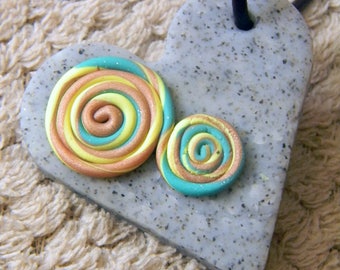 Spiral Heart Polymer Clay Pendant
