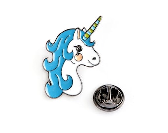 Cute Blue Unicorn Enamel Pin Badge, Cute Pin Badge, Magical Pin, enamel badge,
