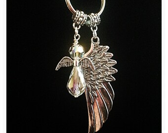 Christian Keychain, Keychain, Angel Keychain, Angel Wing Keychain with Angel Wings Charm