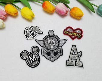 Iron on patches. Small patches set. Set of 5