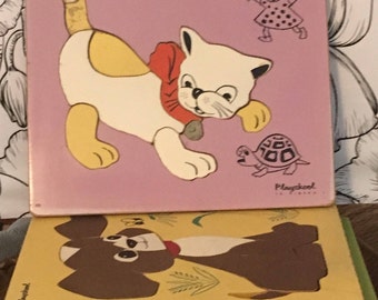 PlaySkool Chunky Animals Puzzle; Panda;Cat;Puppy;(Sorry Skunk Sold)