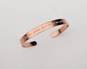 Do No Harm But Take No Shit Bracelet // Copper Bracelet + Feminist Jewelry + Custom Hand Stamped + Friendship Bracelet + Best Friend Jewelry