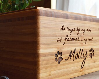 Pet Urn, Memorial Box, Bamboo or Cedar, Personalized, Dog, Cat, Eco-Friendly
