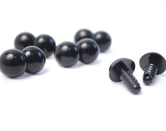 12mm Safety Eyes in Black - 5 Pairs