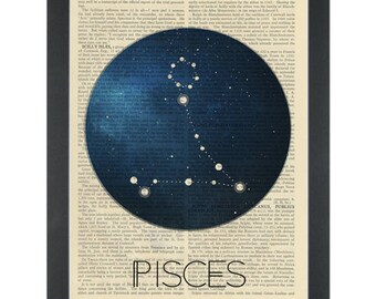 Zodiac Pisces Dictionary Art Print